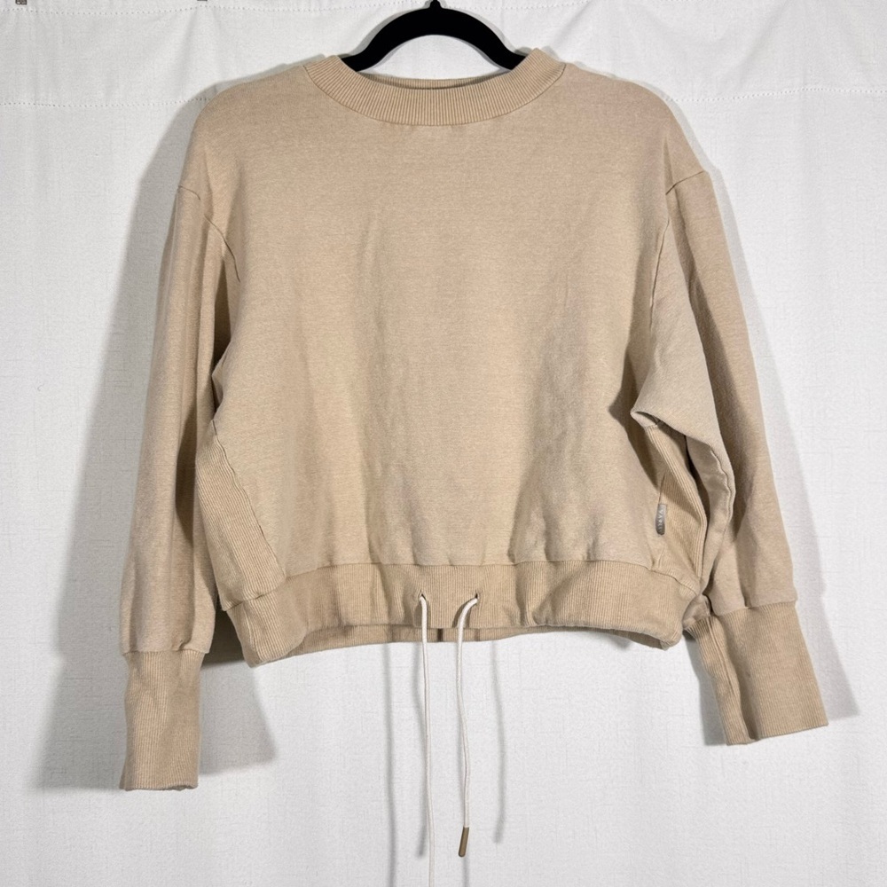 Varley Edith Pique Crewneck Sweater in Beige - Picture 2 of 8